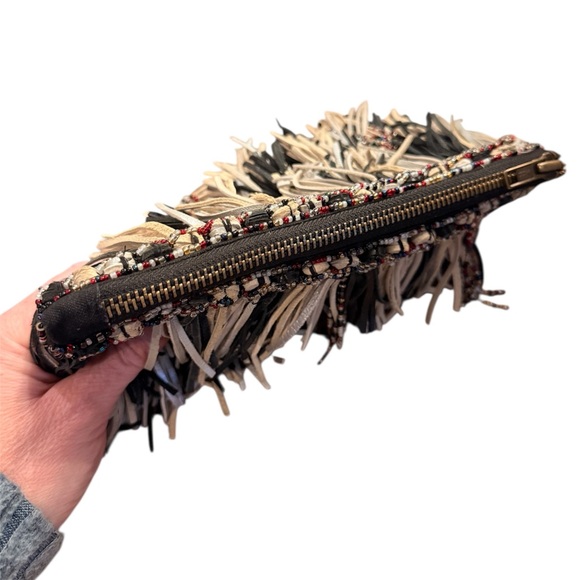 Anthropologie “Confetti” Fringe Clutch Beaded Bag - Picture 4 of 6